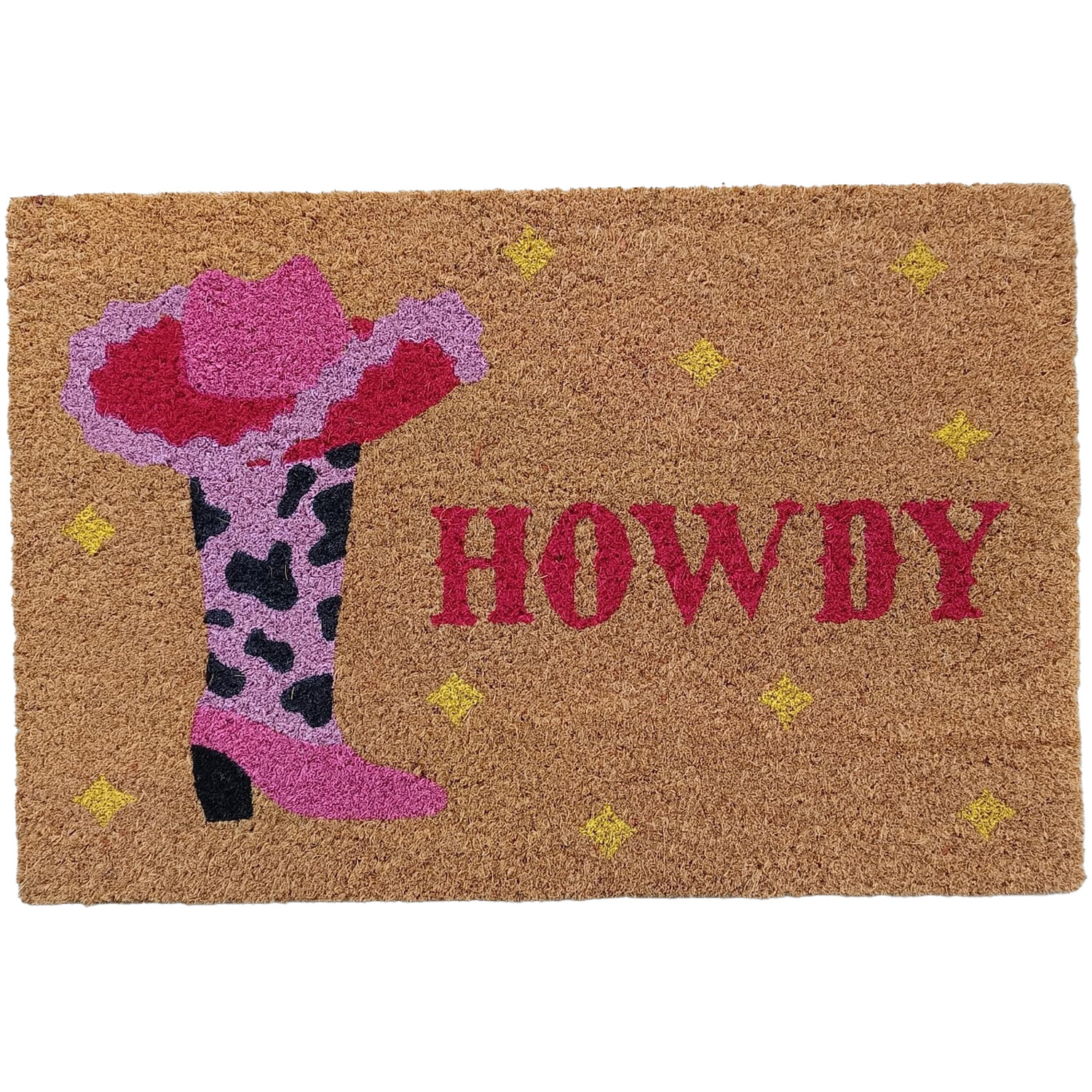 Printed Coir Mat - Brown and Pink Image 1
