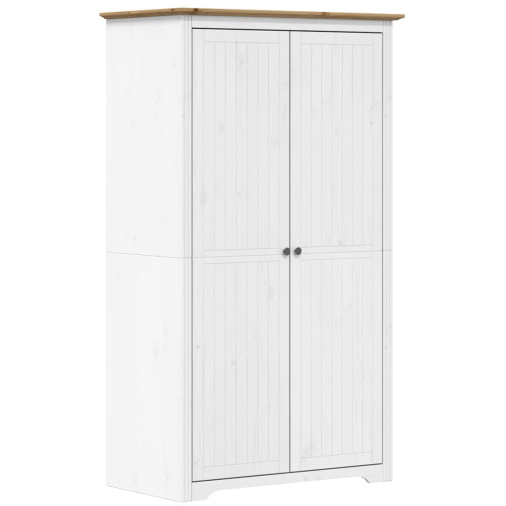 vidaXL Bodo 2 Door White and Brown Solid Wood Pine Wardrobe Image 2