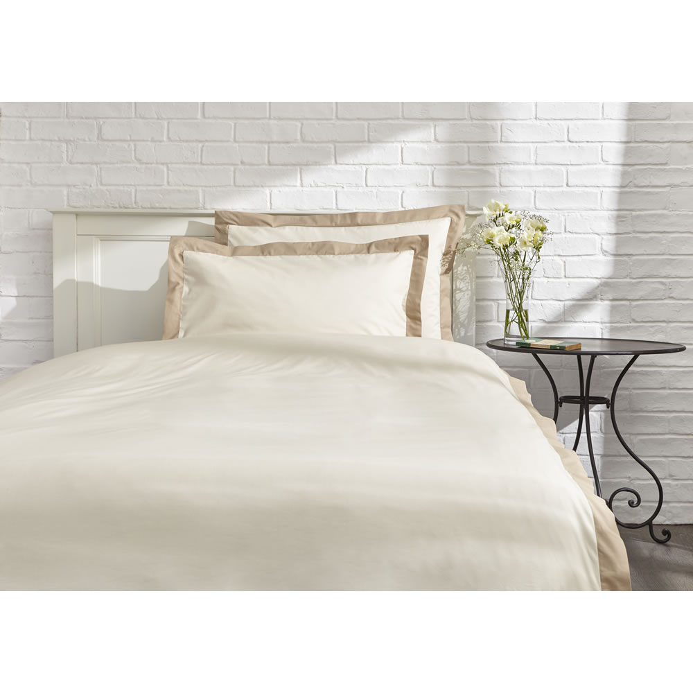 Wilko Cream/Taupe Cotton 180 Thread Count Double Duvet Set Wilko