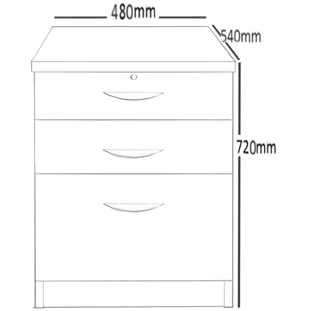 R White Cabinets 3 Drawer Grey Storage Unit Image 5