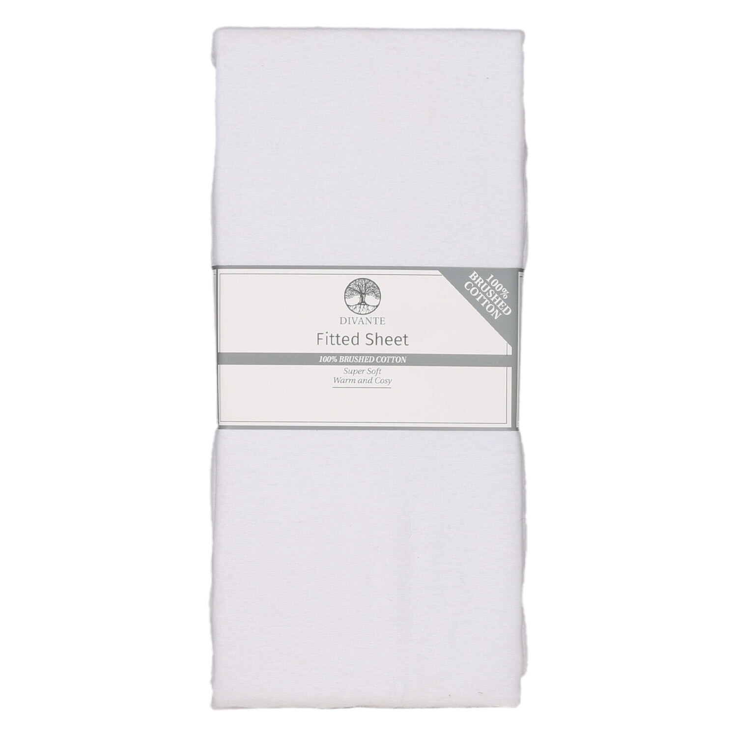 Divante Single White Brushed Cotton Fitted Bed Sheet Image