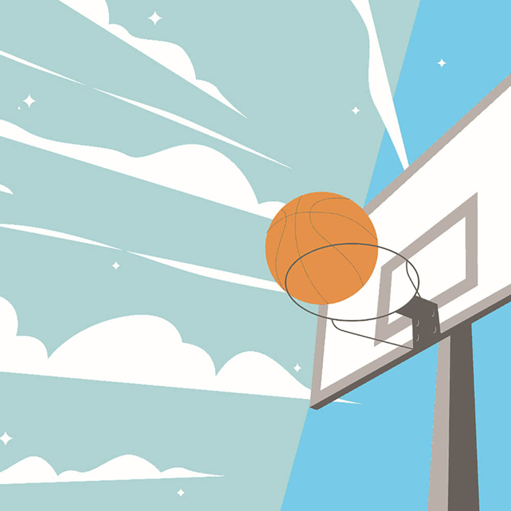 Origin Murals Graphic Basketball Hoop Blue Wall Mural Image 2