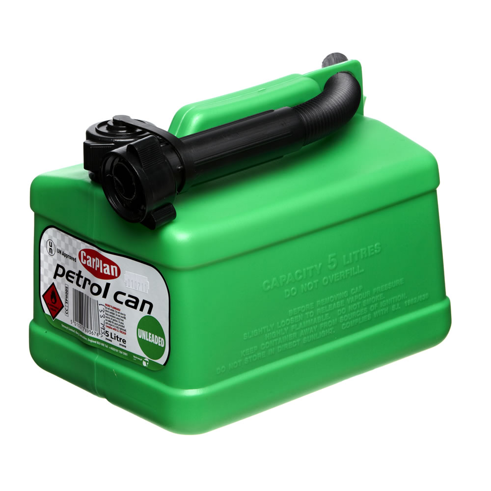 UNLEADED FUEL JERRY PETROL CAN 5 LITRE GREEN 