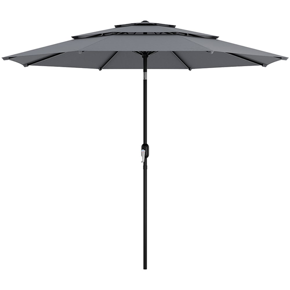 Living and Home Light Grey 3 Tier Crank and Tilt Parasol with Rose Cement Base 3m Image 1