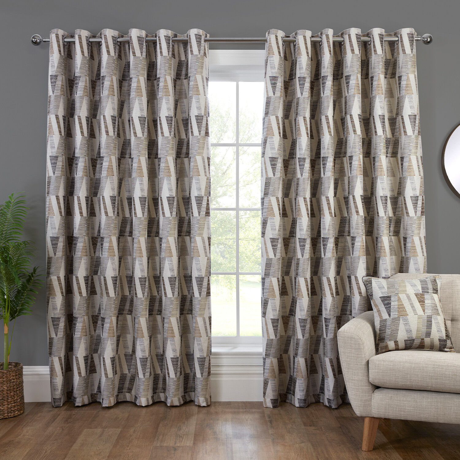Indiana Geo Jacquard Curtain - Multicolour / 168cm / 183cm Image 2