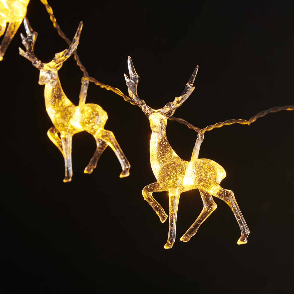 Wilko Battery Operated Clear Sparkle Stags String Lights Image 2
