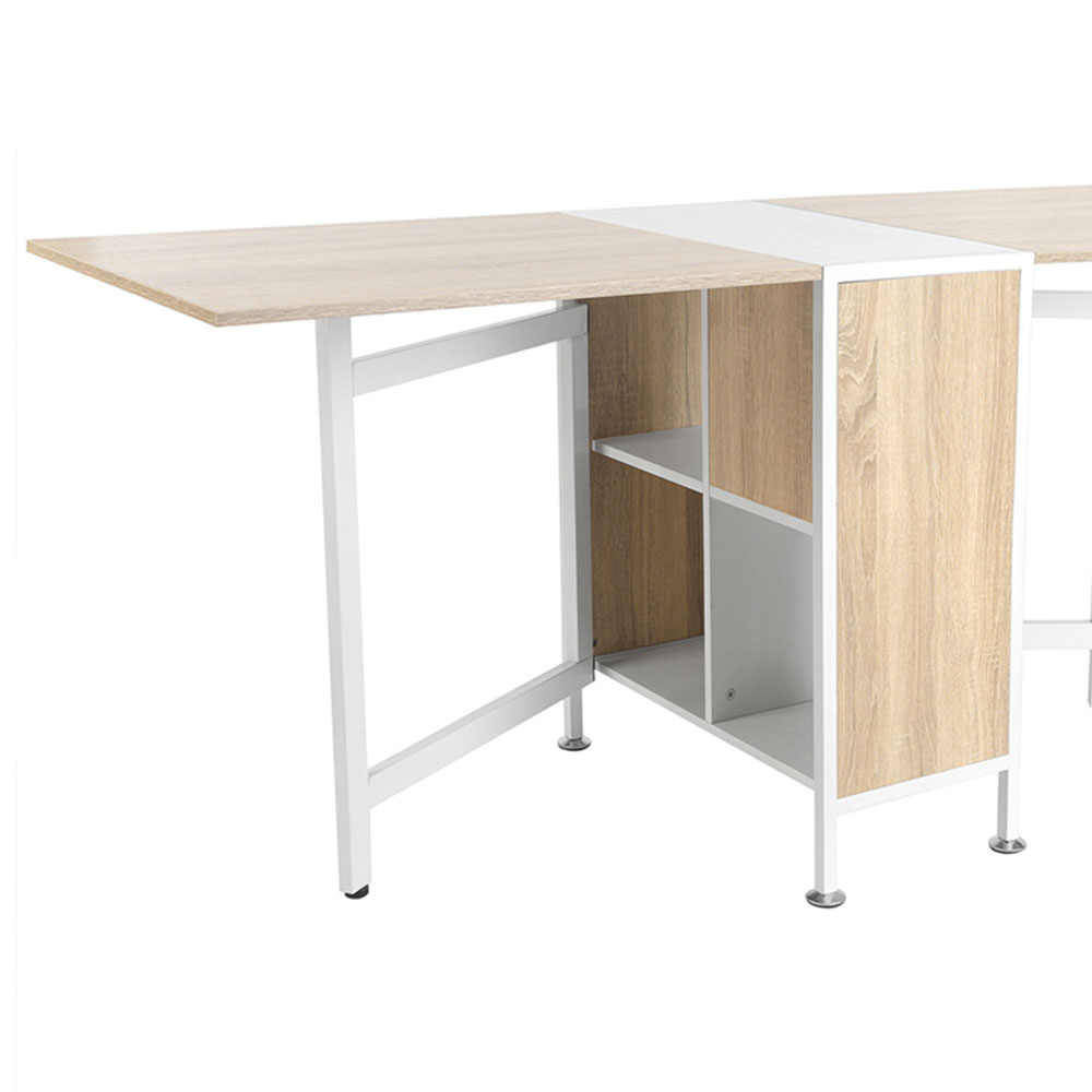 Portland 4 Seater Folding Dining Table and Workstation Oak Image 9