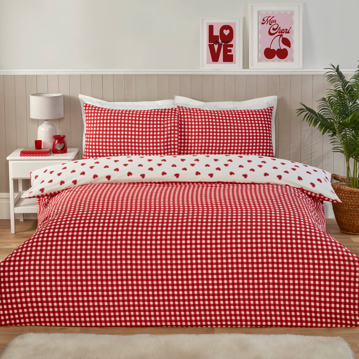 Love Hearts Duvet Set Red Superking Image 2