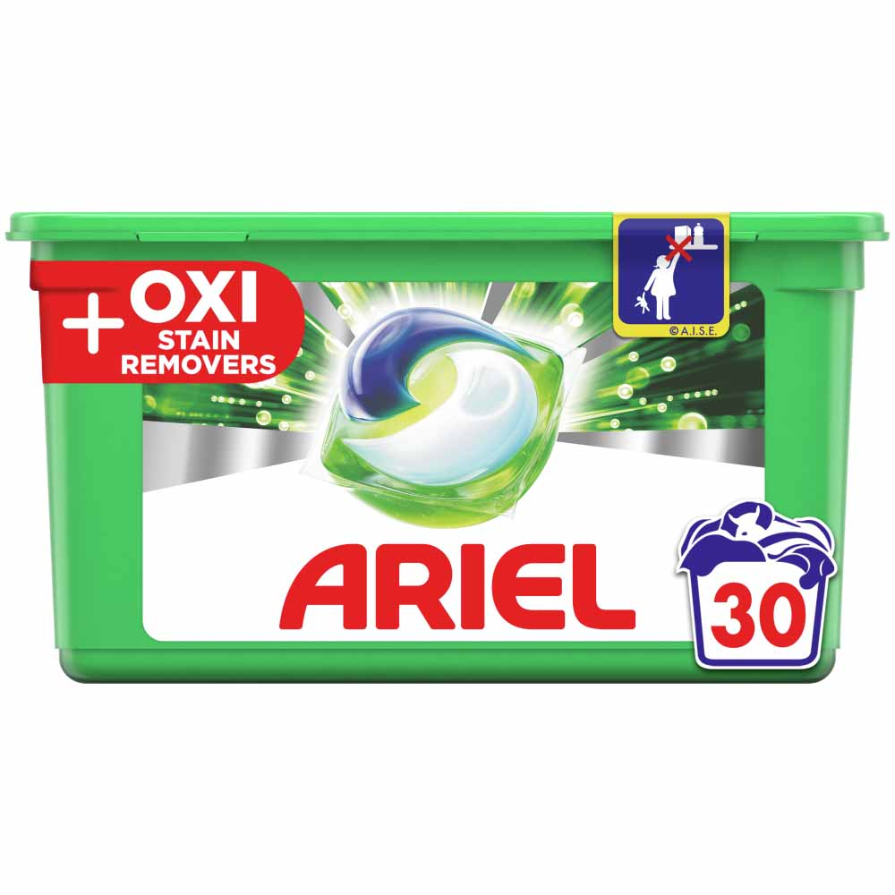 Ariel +Oxi Stain Remover All-in-1 Pods Washing Liquid Capsules 30 Washes Image 1