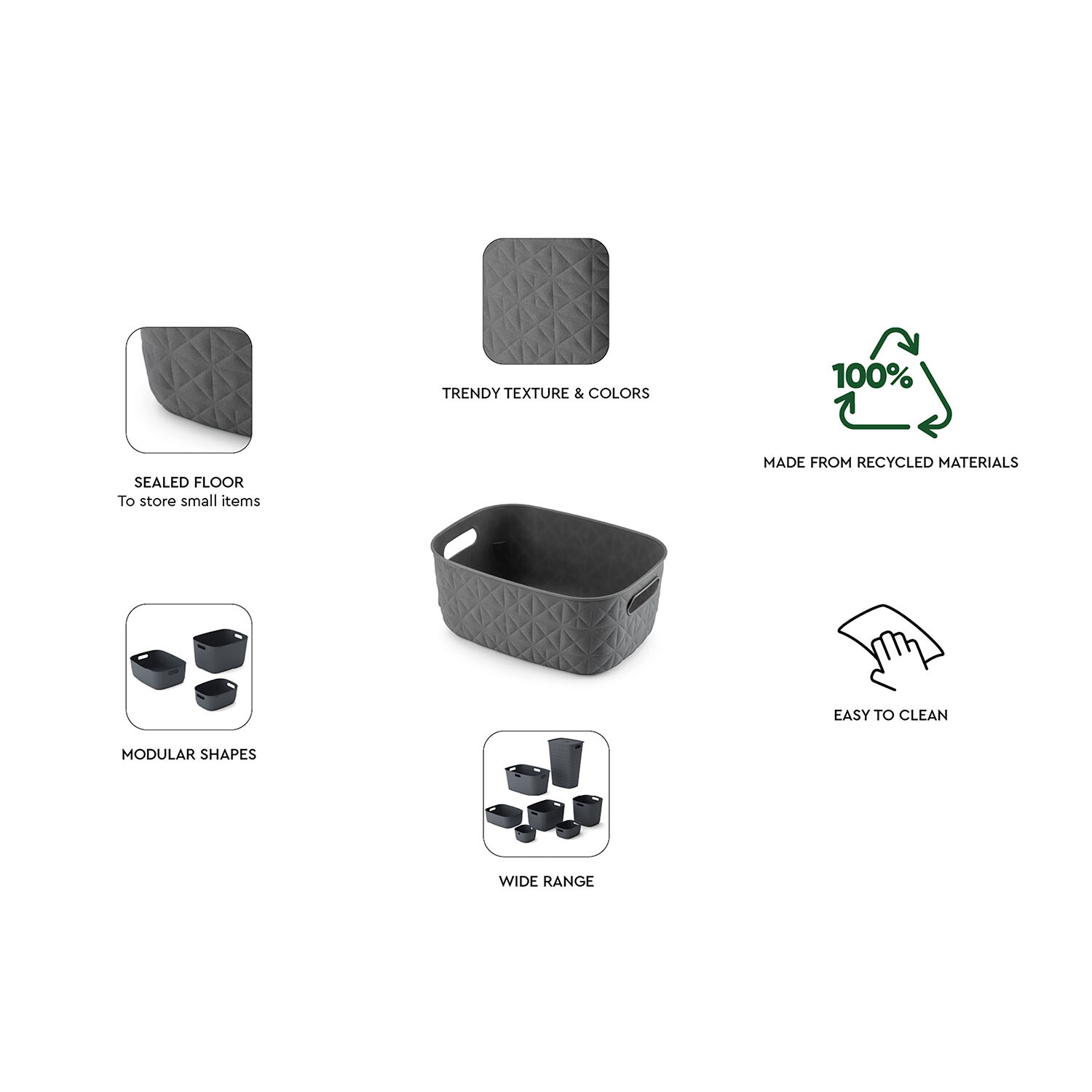 Curver Softex 4L Grey Storage Basket Image 8