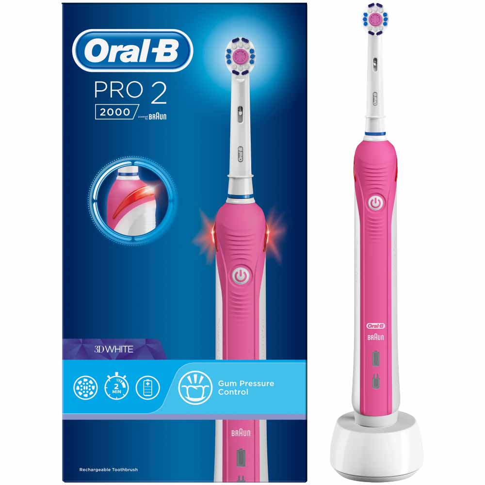 Oral-B Pro 2 2000 Electric Toothbrush Pink Image 1