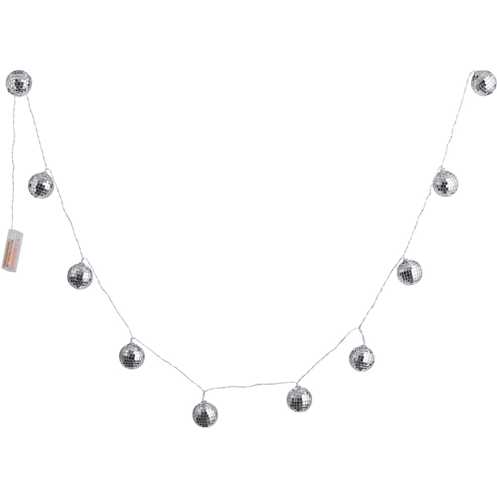 Wilko 10 B/O Mirror Disco Ball String Lights Image 2