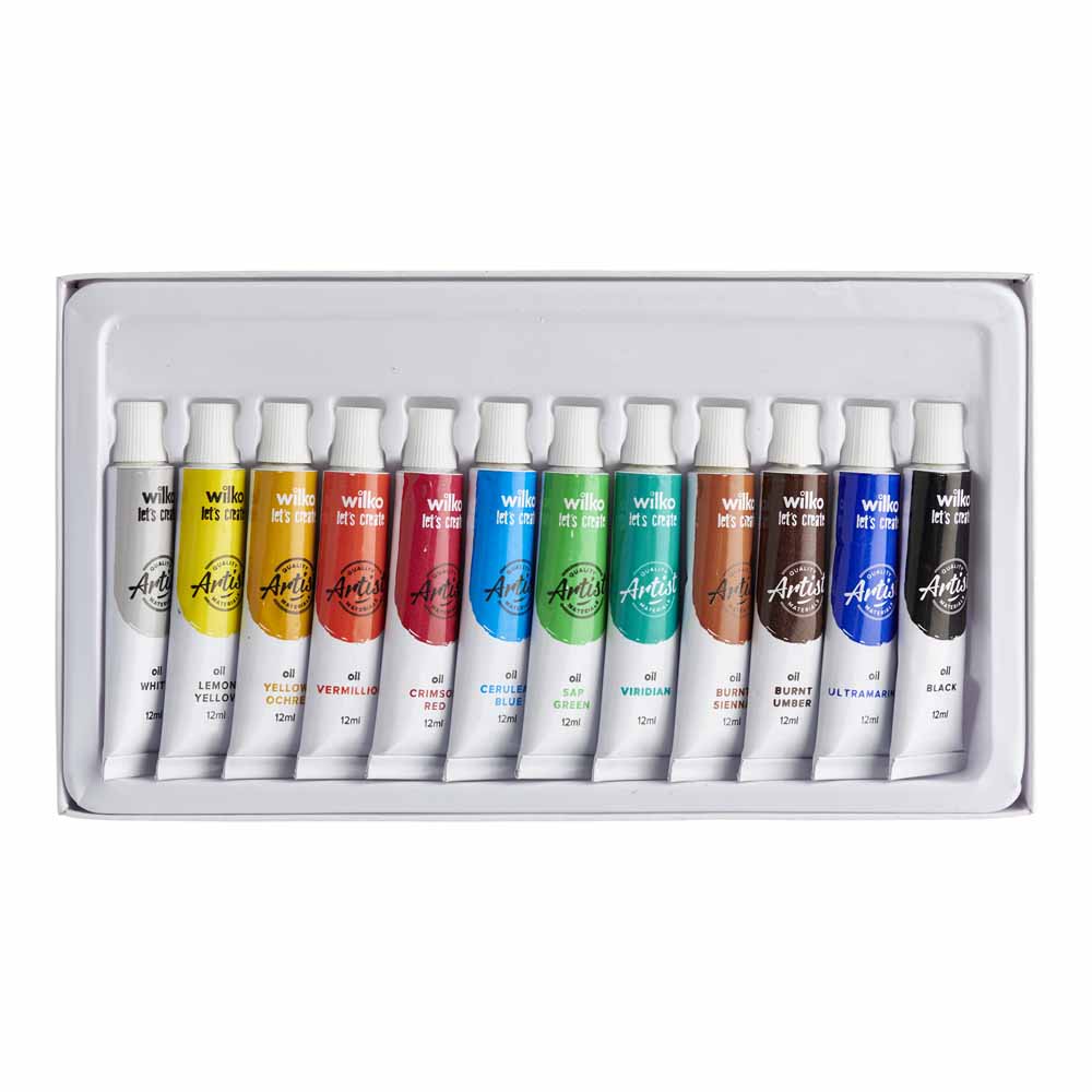 Wilko Let's Create Oil Paints 12ml Set of 12 Image 1