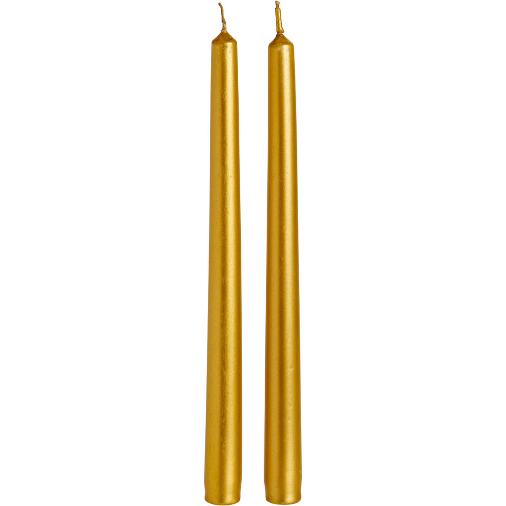 Wilko Gold Taper Candles 2 Pack Image 1