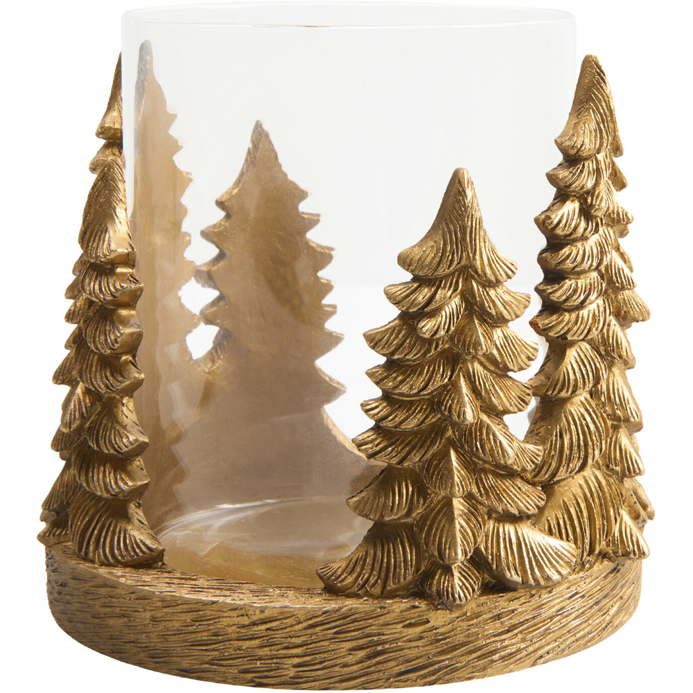 Gold Tree Hurricane Candle Holder Image 2
