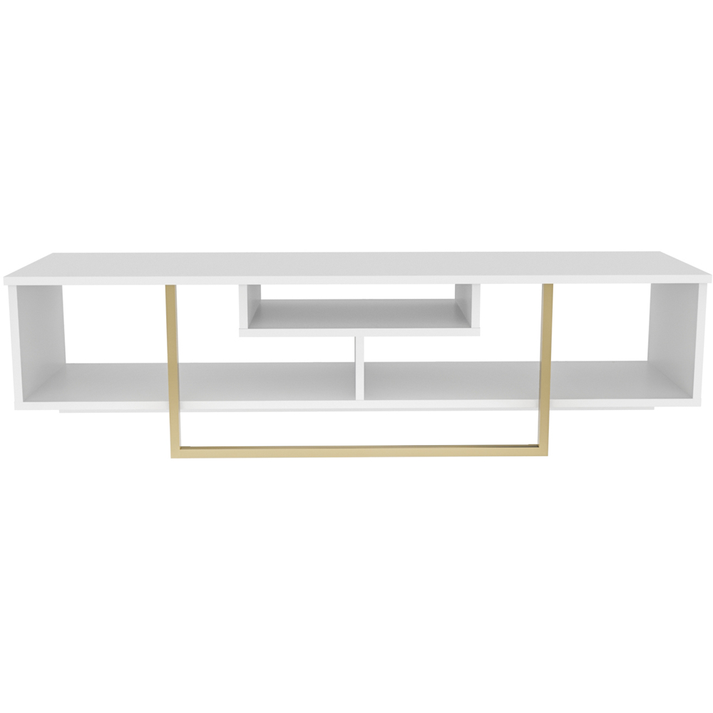 Decorotika Asal 3 Shelf White and Gold Modern TV Unit Image 6
