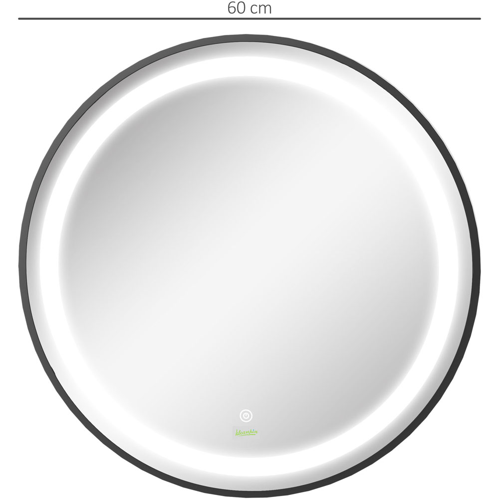 Kleankin Black Round LED Bathroom Mirror Image 4