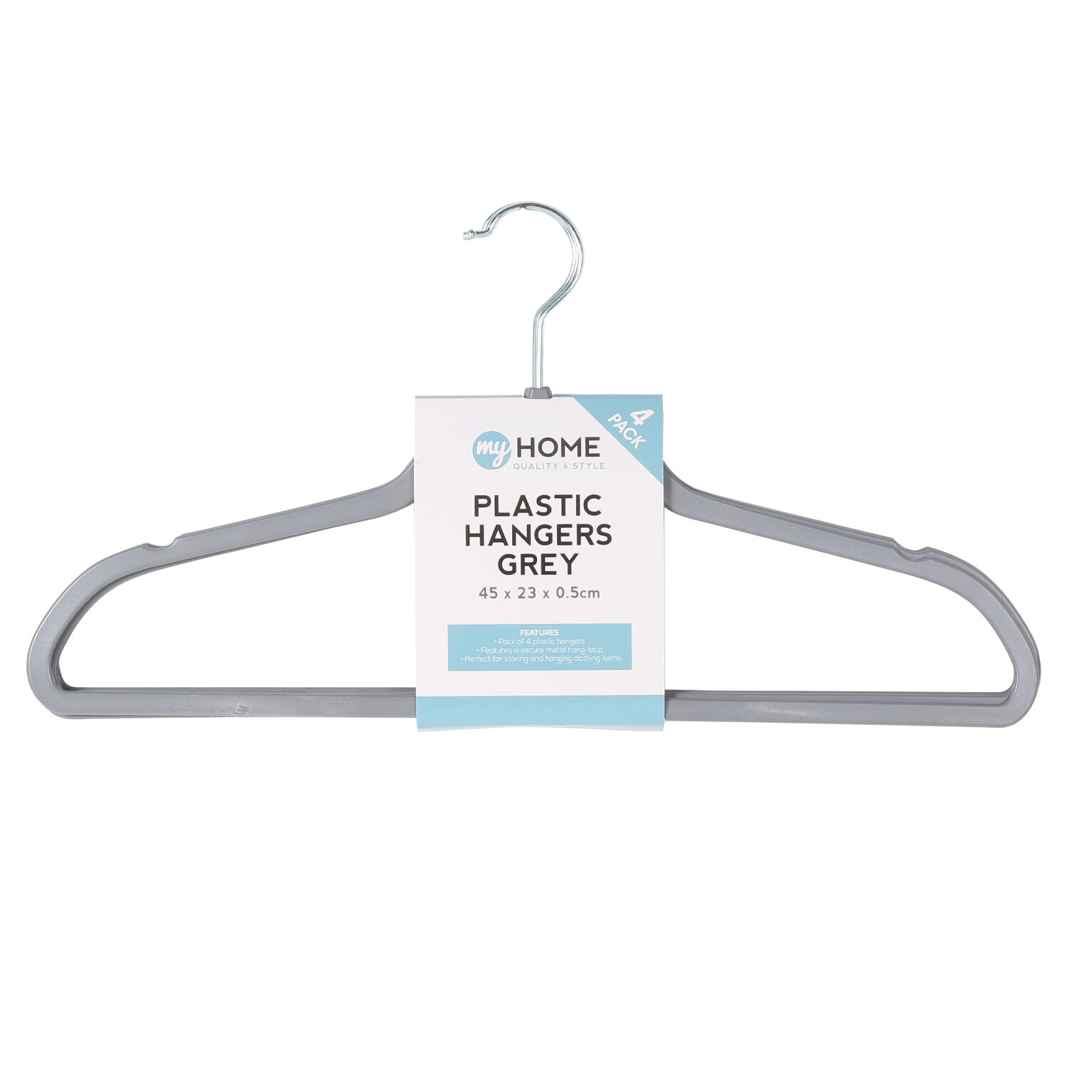 My Home Grey Plastic Hangers 4 Pack Image