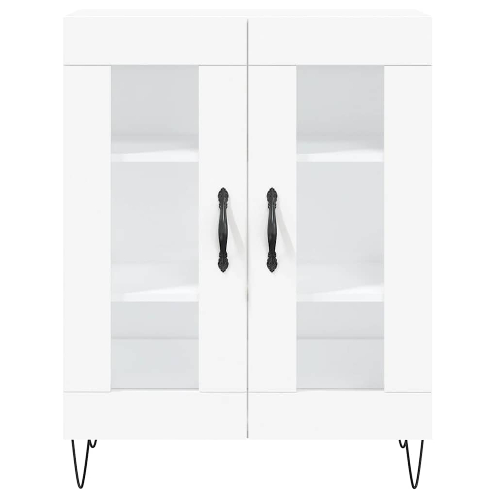 vidaXL 2 Glass Door 3 Shelf White Highboard Image 8
