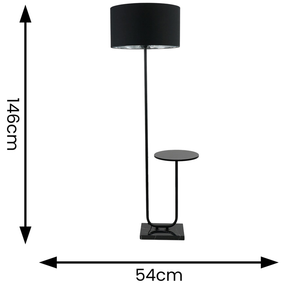ValueLights Tavel Black LED Floor Lamp Table with Black and Chrome Lamp Shade Image 4
