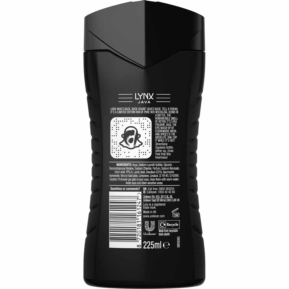Lynx Java Shower Gel 225ml Wilko