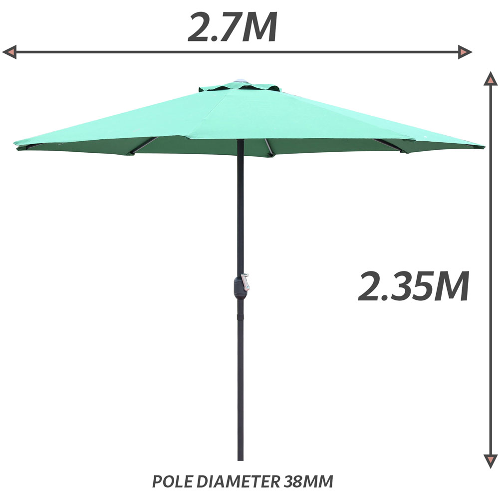 GlamHaus Green Garden Parasolwith Crank Handle 2.7m Image 6