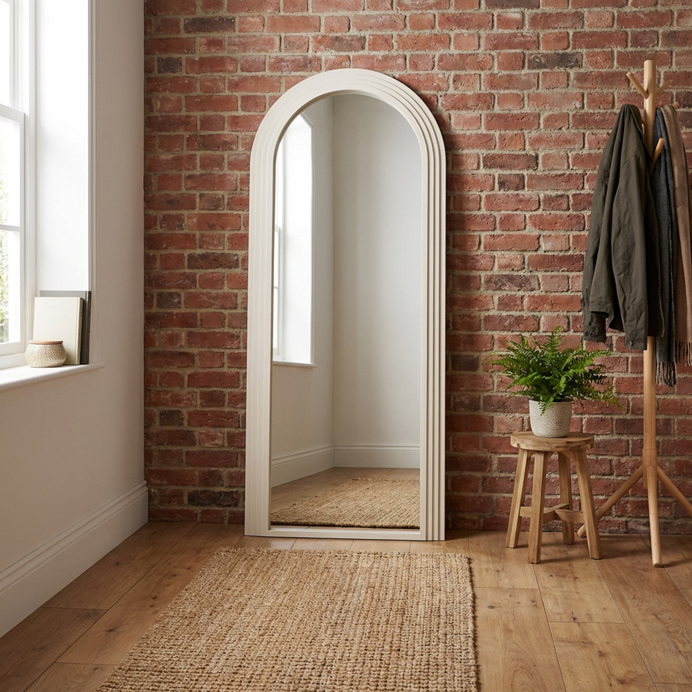 Evie 180 x 80cm Cream Ridged Arch Lean To Mirror Image 6