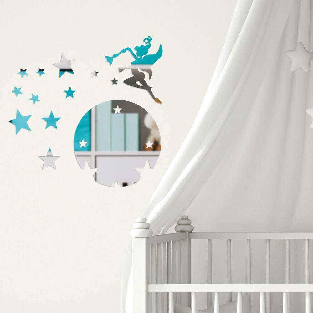 Walplus Flying Fairy Tinker Bell with Stars Mirror Wall Stickers Image 4