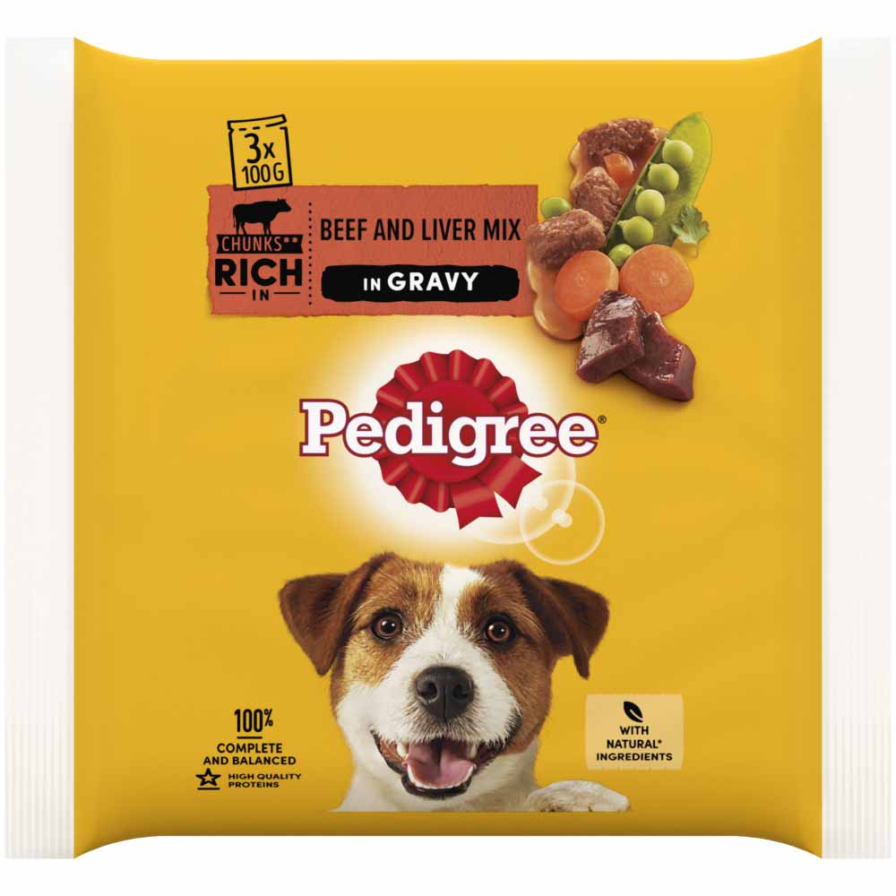 Pedigree Beef and Vegetable in Gravy Dog Food Pouches 3 x 100g Image 2