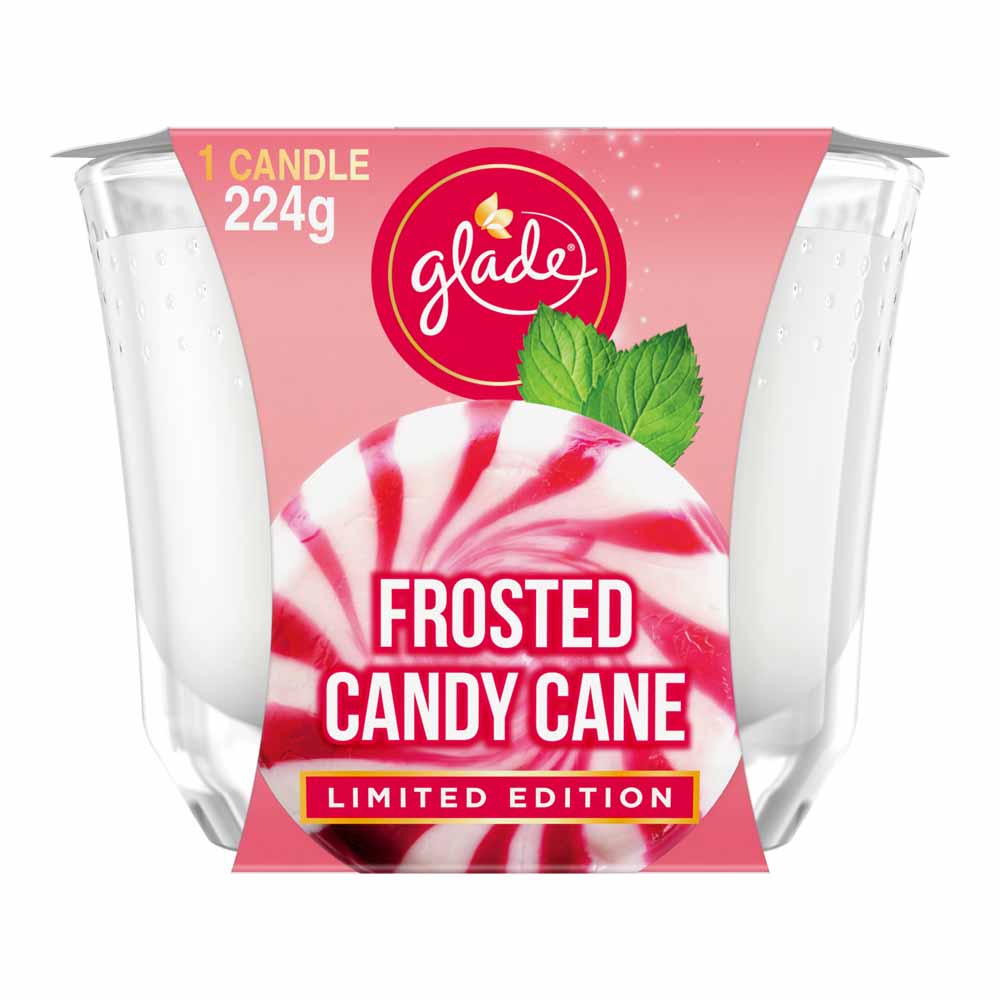 Glade Large Candle Frosted Candy Cane Air Freshener 224g Image 1