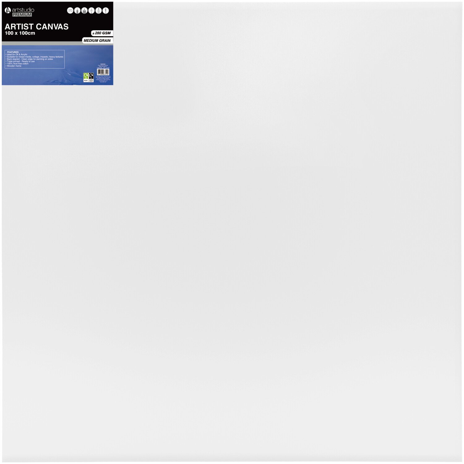 Plain Stretched Canvas White 150 x 100cm Image 1