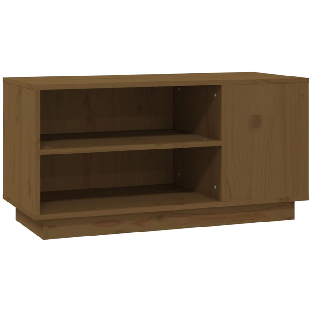 vidaXL 2 Open Shelf Honey Brown Solid Wood Pine TV Cabinet Image 2