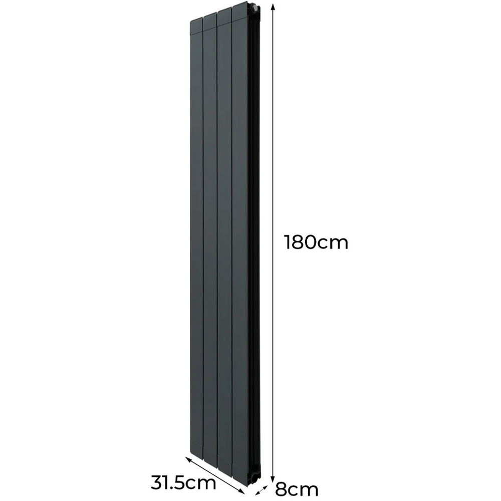 Monster Shop 5856BTU Anthracite Grey Aluminium Radiator with Valves 1800 x 315mm Image 6