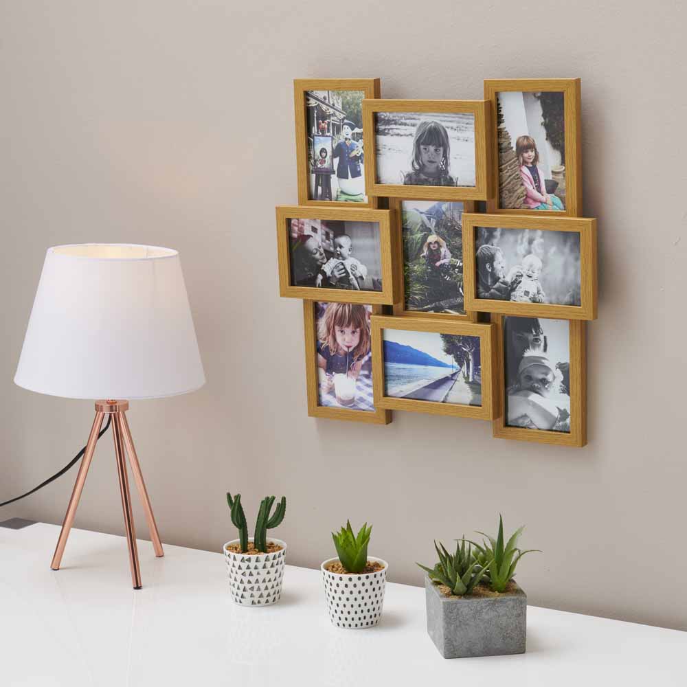 Wilko Light Wood Effect 9 Multi Aperture Photo Frame 6 x 4 Inch Wilko