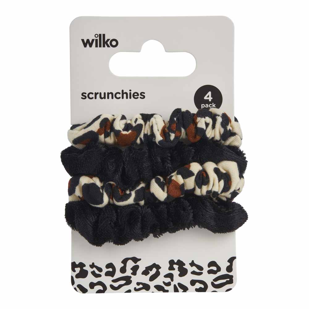 Wilko Leopard & Black Scrunchie 4 Pack Image 2
