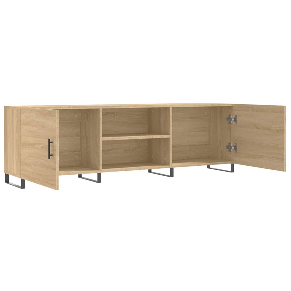 vidaXL 2 Door 2 Open Shelf Sonoma Oak TV Cabinet with Black Legs Image 6
