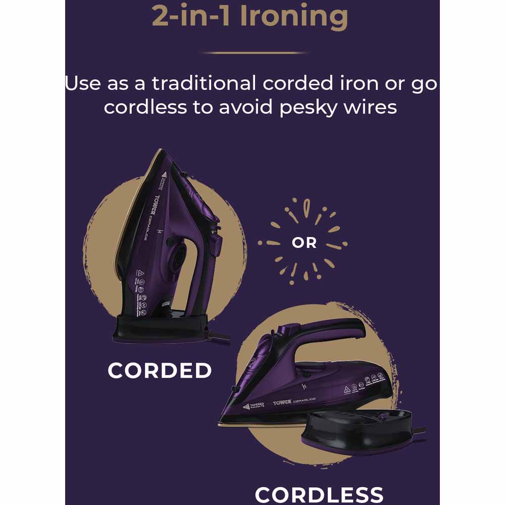 Tower CeraGlide Cord Cordless Iron 2400W   Image 3