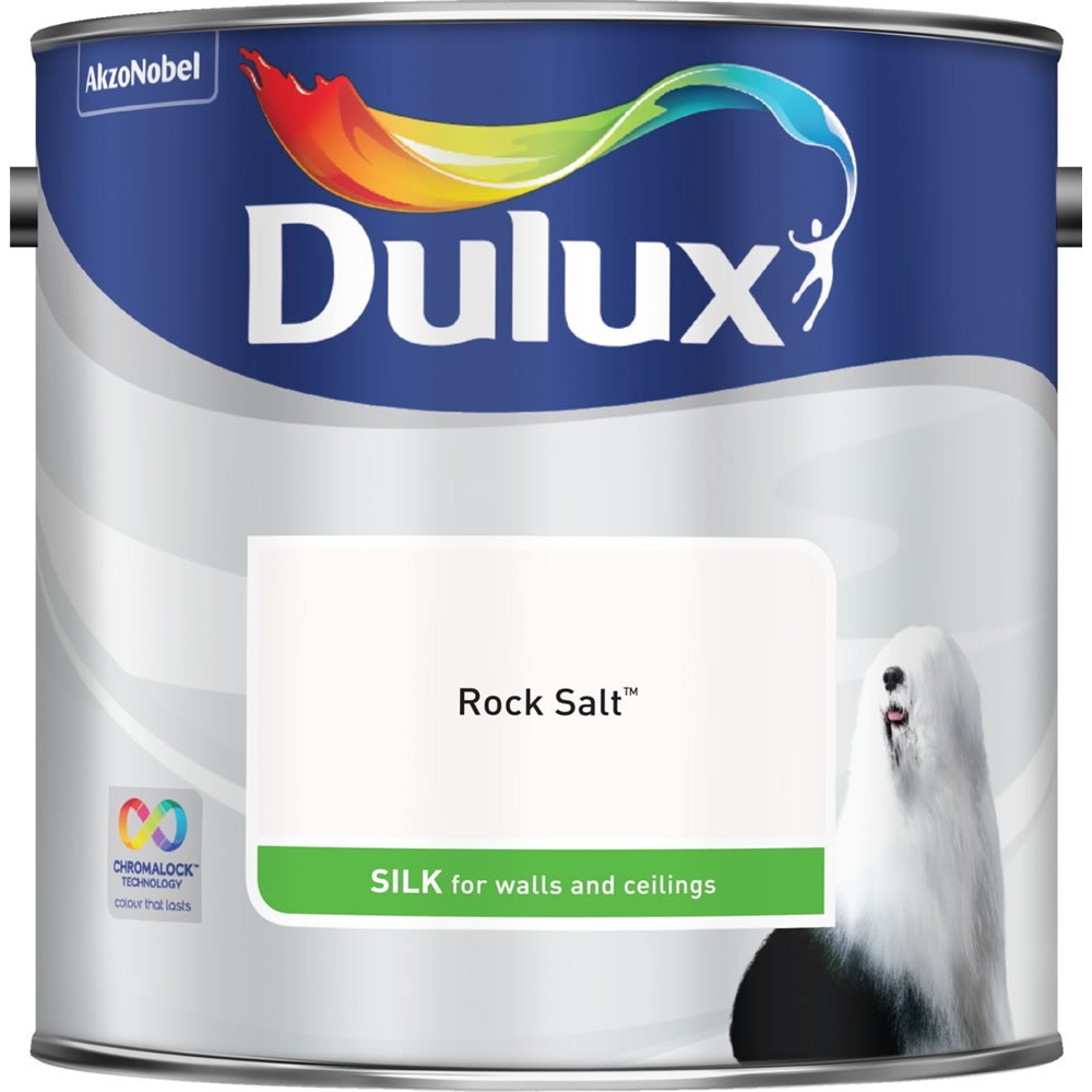 Dulux Walls & Ceilings Rock Salt Silk Emulsion Paint 2.5L Image 2