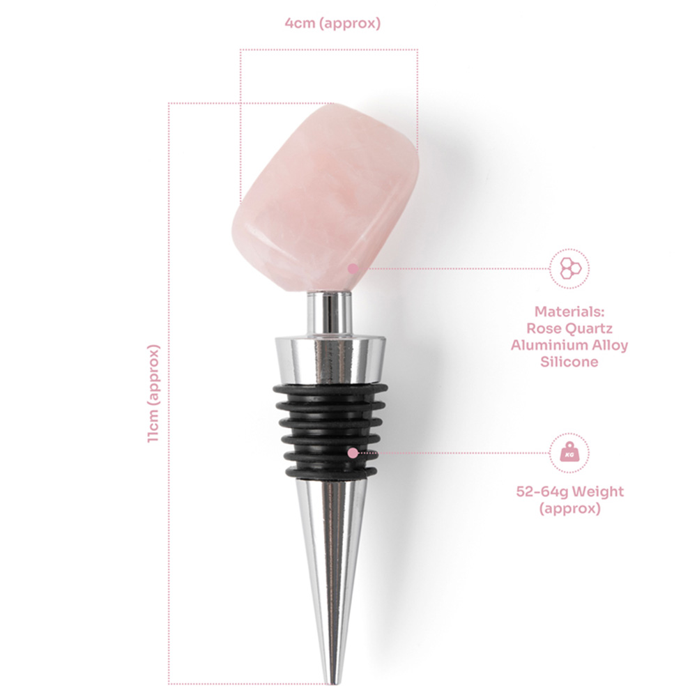 Myga Rose Quartz Crystal Bottle Stopper Image 3
