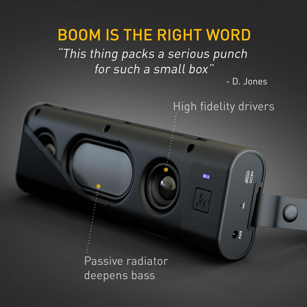 KitSound Black BoomBar+ Bluetooth Speaker Image 5