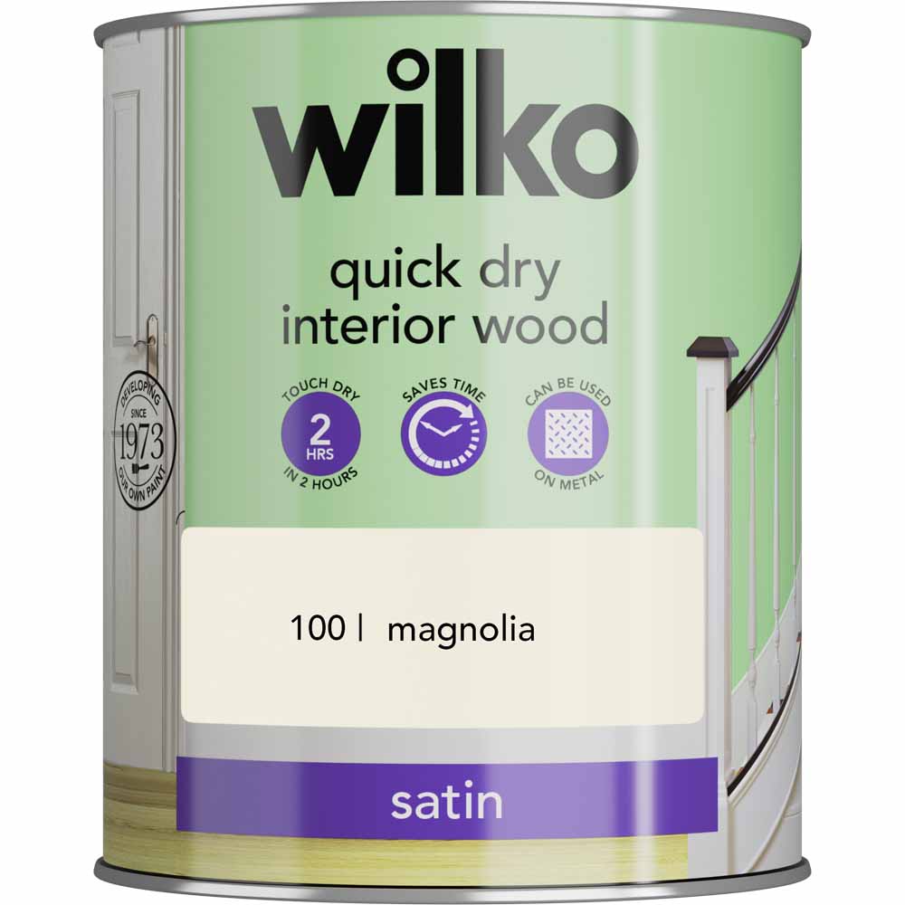 Wilko Quick Dry Interior Wood Magnolia Satin Paint 750ml Wilko