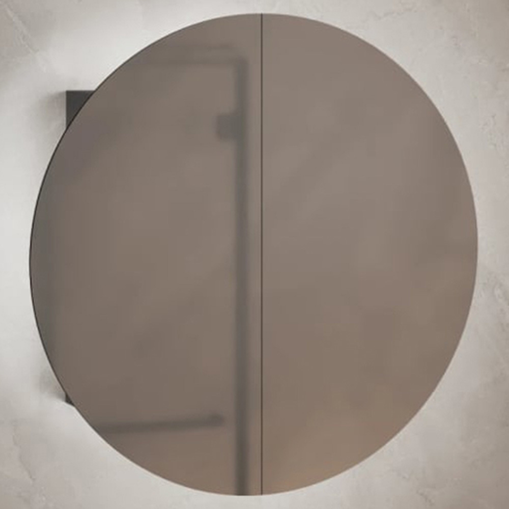 vidaXL 2 Door Round Mirror Grey Bathroom Cabinet Image 1