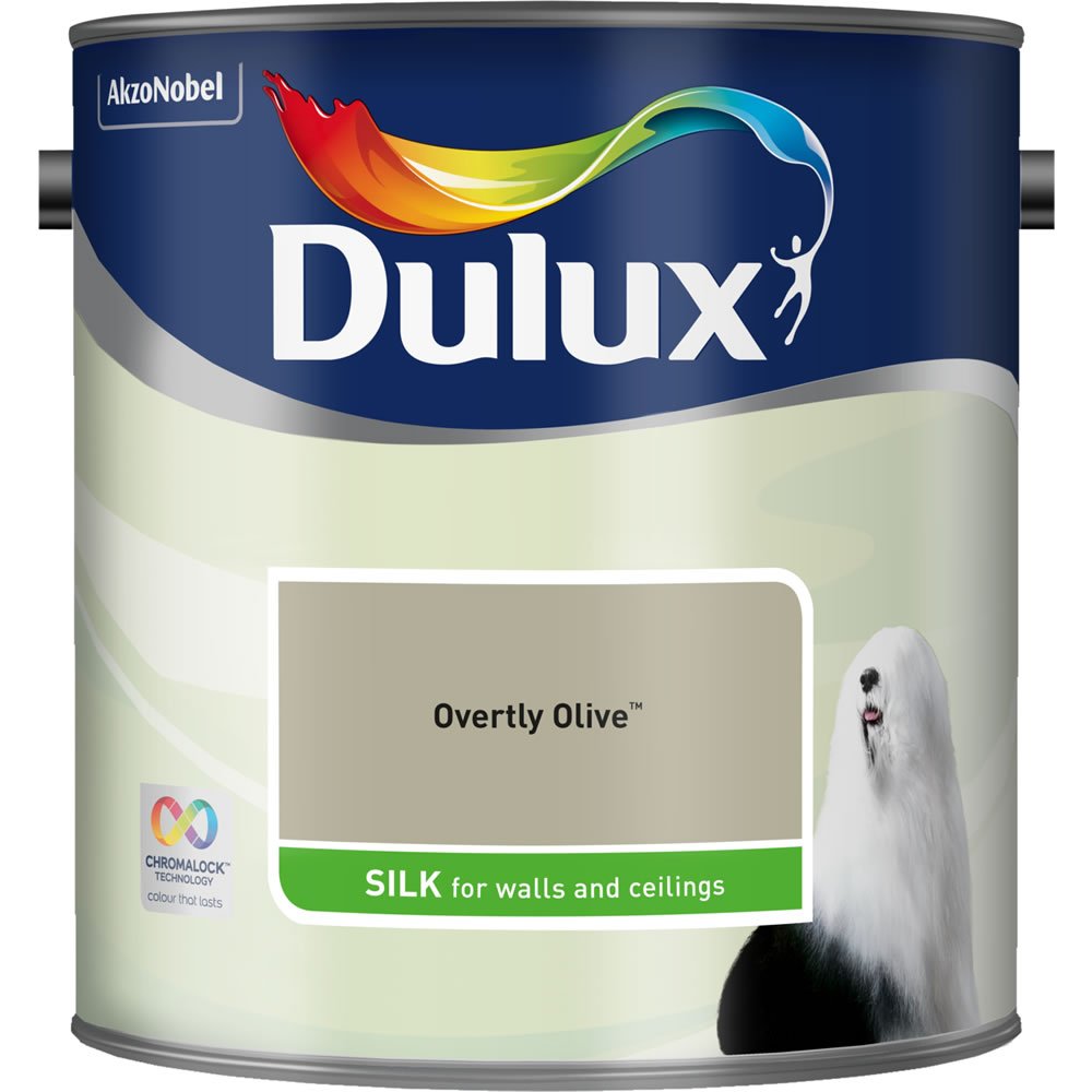 Dulux Walls & Ceilings Overtly Olive Silk Emulsion Paint 2.5L Image 2