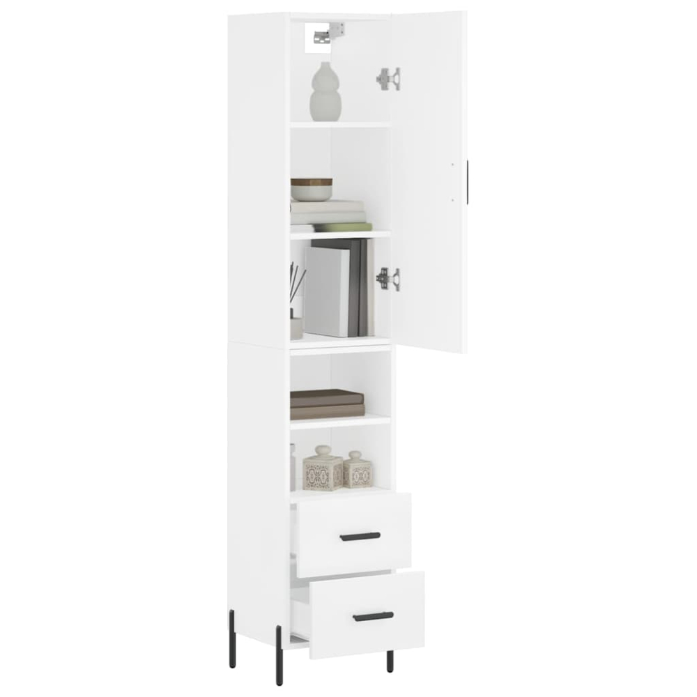 vidaXL Single Door 2 Drawer 2 Shelf White Highboard Image 3