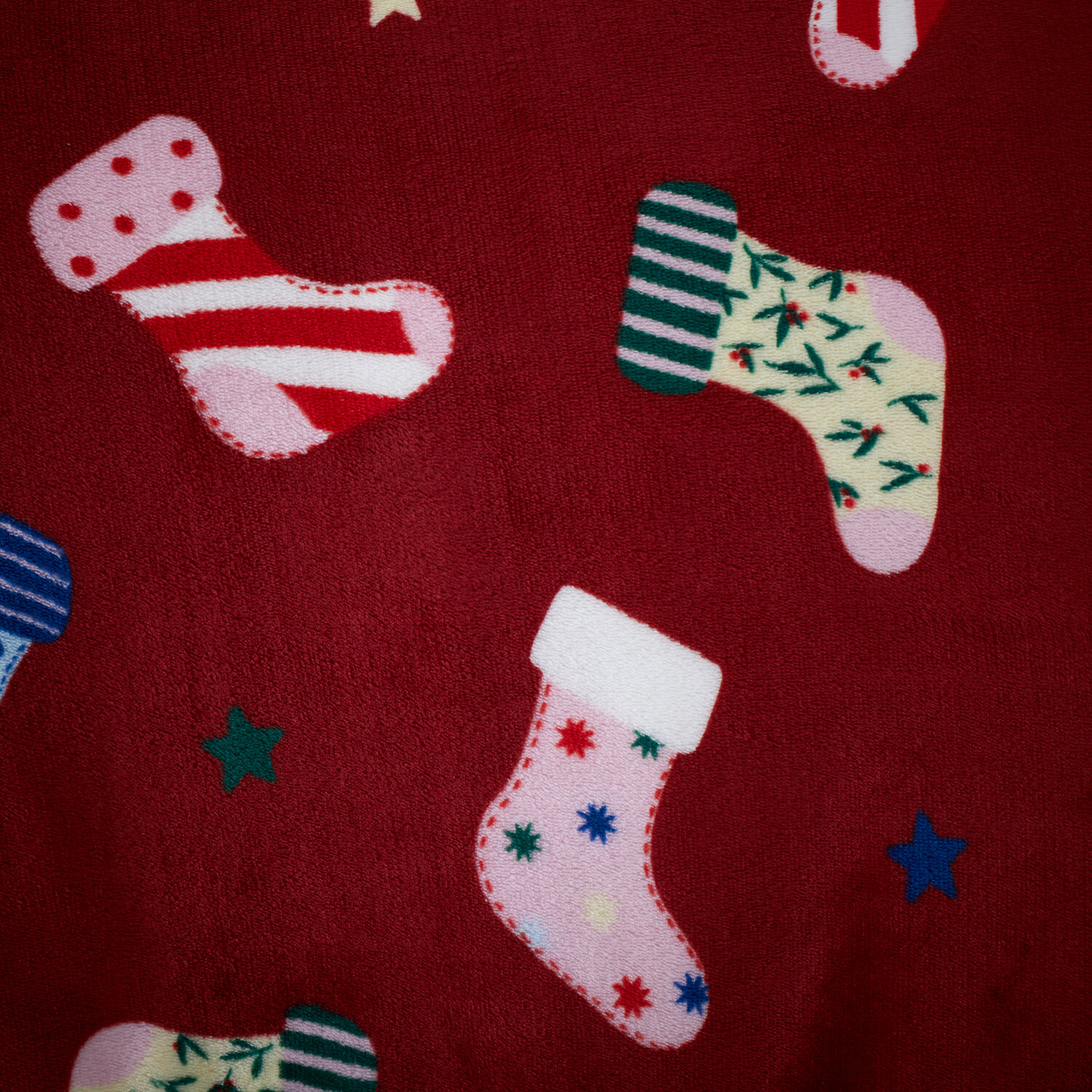 Christmas Stockings Fleece Duvet Set Red Single Image 2