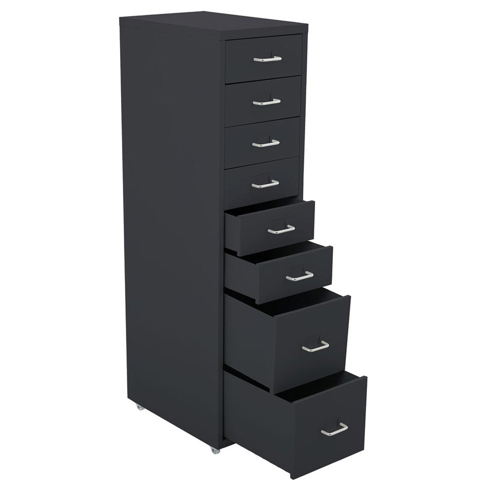 Living and Home Black 8 Tier Vertical File Cabinet with Wheels Image 3