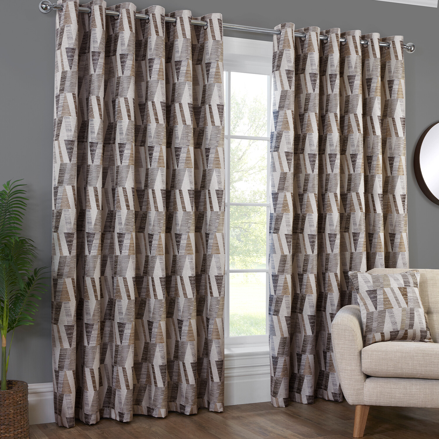 Indiana Geo Jacquard Curtain - Multicolour / 168cm / 183cm Image 3