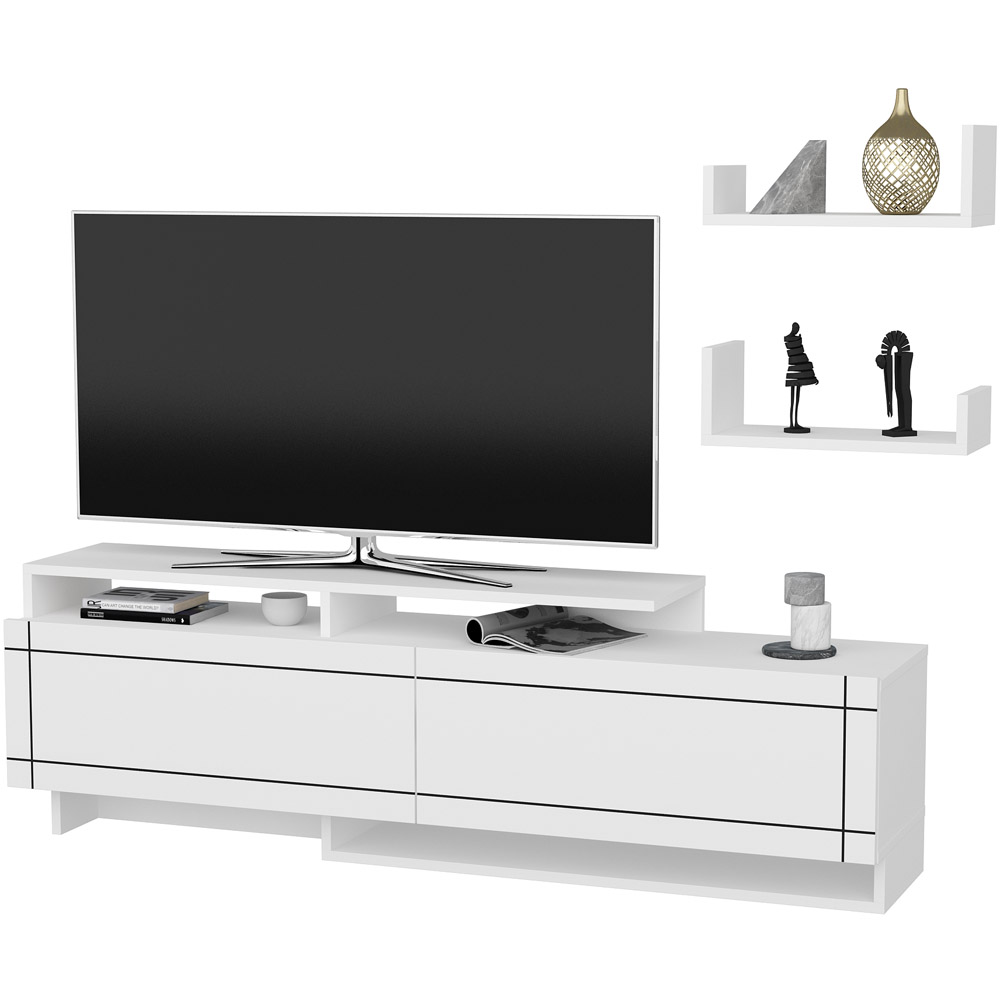 Decorotika Tamy 2 Door 2 Shelf White TV Unit Image 2