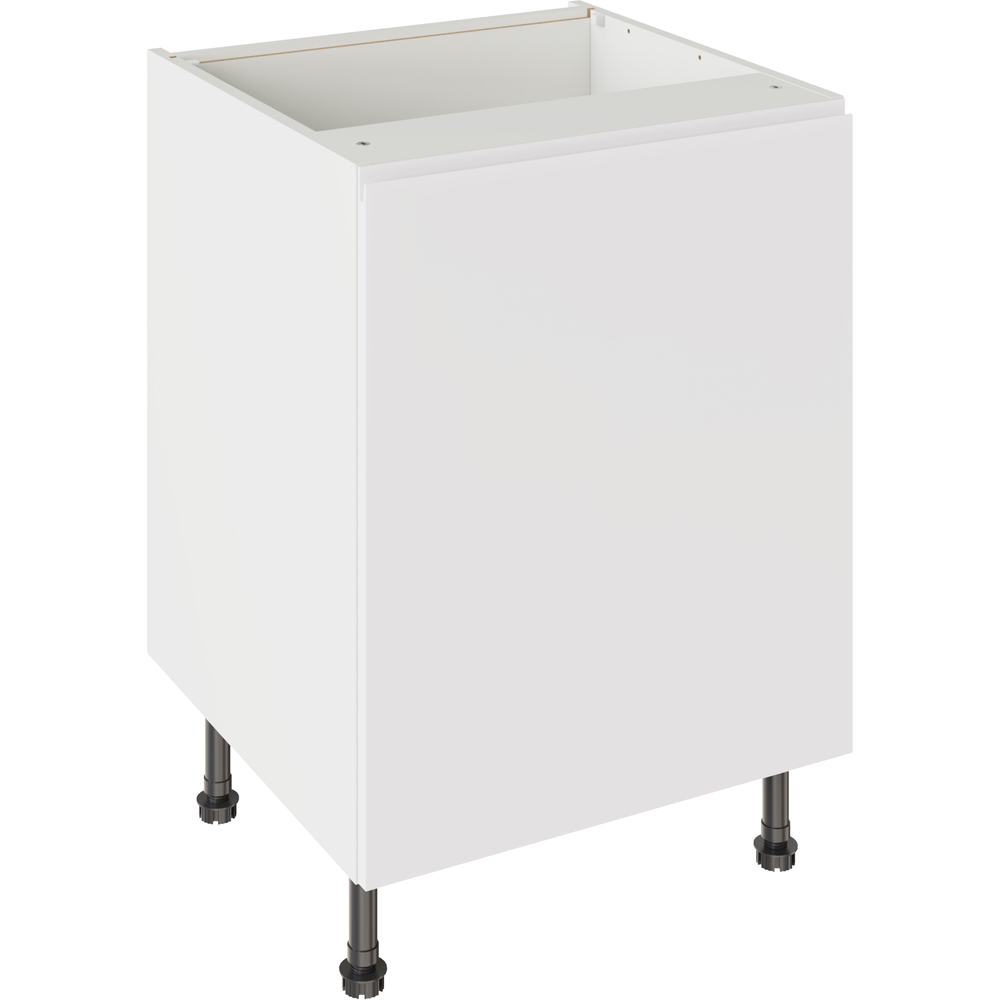 Kitchen Kit J-Pull Gloss White Base Kitchen Cabinet Flatpack 600mm Image 1