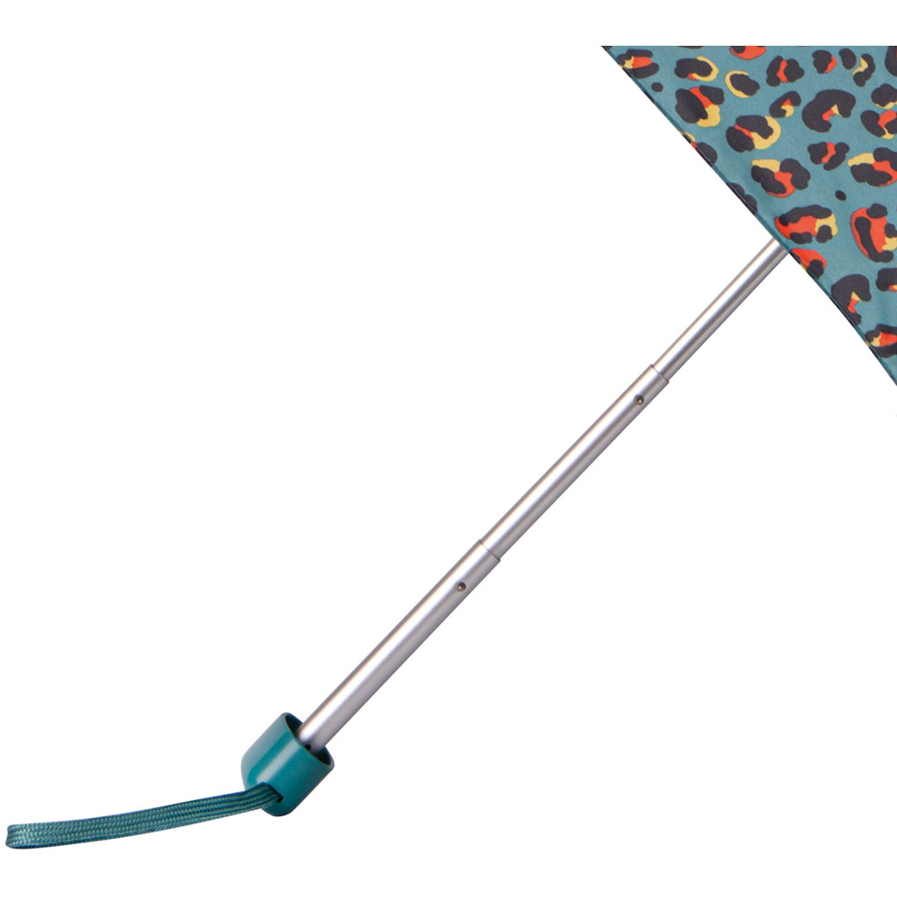 Wilko By Totes Teal Animal Print Compact Umbrella Image 4